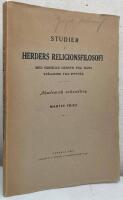 Studier i Herders religionsfilosofi med s&auml;rskild h&auml;nsyn till hans st&auml;llning till Spinoza