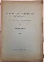 Aper&ccedil;u sur un texte de lectionnaire en vieux slave de la Bibliotheque royale &agrave; Stockholm