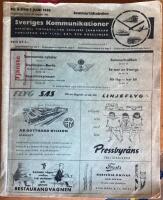 Sveriges kommunikationer. Officiell tidtabell f&ouml;r Sveriges j&auml;rnv&auml;gar. Turlistor f&ouml;r flyg-, b&aring;t- och busslinjer. Sommartidtabellen. Nr 6. Den 1 juni 1958