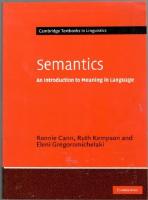 Semantics. An introduction to meaning in language