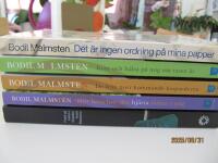 Bodil Malmsten x5: Priset p&aring; vatten i Finist&eacute;re, H&ouml;r bara hur ditt hj&auml;rta bultar i mig, De fr&aring;n norr komande leoparderna, Kom och h&auml;lsa p&aring; mig om tusen &aring;r, Det &auml;r inten ordning p&aring; mina papper