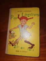 Pippi l&aring;ngstrump g&aring;r ombord f&ouml;rsta upplaga kning 1946 Astrid Lindgren 
