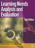 Learning needs analysis and evaluation