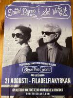 Affisch 50x70 / St Vincent & David Byrne / 21 augusti 2013, Filadelfiakyrkan, Stockholm