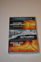3 disaster films: Day of Disaster, The Storm & Ring of Fire. 