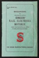 Bruksanvisning f&ouml;r Singer B.A.K. elektriska motorer med fotkontroll f&ouml;r familjesymaskiner. 