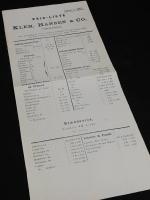 Pris-liste 1882 fra Klem. Hansen & Co., Throndhjem