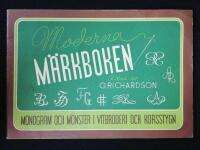 Moderna m&auml;rkboken. Monogram och m&ouml;nster i vitbroderi och korsstygn.