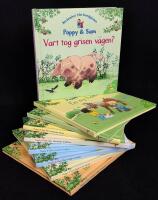 Poppy & Sam x 9: 1. En ny h&auml;st. 2. Det busiga f&aring;ret. 3. Den hungriga &aring;snan. 4. Den skenande traktorn. 5. Traktortrubbel. 6. Den tokiga hunden. 7. Katten &auml;r borta. 8. Flingan r&auml;ddar utflykten. 9. Vart tog grisen v&auml;gen?