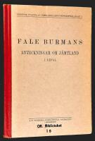 Fale Burmans Anteckningar om J&auml;mtland. I urval.