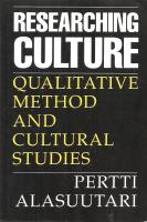 Researching culture. Qualitative method and cultural studies.