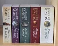 A Song of Ice and Fire 1-5; A game of thrones, A clash of kings, A storm of swords (del 2), A feast for crows och A dance with dragons.&nbsp;