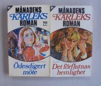 2 st romanpocket i serien Månadens Kärleksroman: Nr 107; Ödesdigert möte av Daisy Thomson och Nr 119; Det förflutnas hemlighet av Mary Mackie.