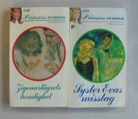 2 st romanpocket i serien En Princess-roman: Nr 9; Zigenarl&auml;grets hemlighet av Suzanne Somers och Nr 67; Syster Evas misstag av Michelle Josephs.