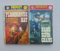 2 st v&auml;sternpocket i serien Sheriff: Nr 42; Flammande hat av Kingsley West och Nr 102; Hans sista chans av Ros Story.