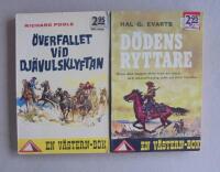 2 st v&auml;sternpocket i serien Pyramid: Nr 107; &Ouml;verfallet vid Dj&auml;vulsklyftan av Richard Poole och Nr 123; D&ouml;dens ryttare av Hal G. Evarts.
