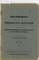 Inträdesprov Räkning och modersmål