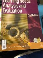 Learning needs analysis and evaluation