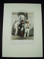 La halle au bleb. - Eh! Ben quoi!...parceque j&acute;vous ai un peu frott&eacute; en passant, y n&acute;y a pas l&aacute; de qui devenir tout rouge!...[plate 23 from "Les Quartiers de Paris"]
