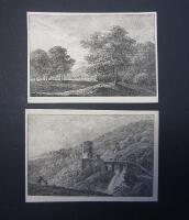 ["Waldblick" and "Hohe Bastion mit Rundturm". Published in "XII Landschaften auf Stein gezeichnet von Aurnhammer und gedruckt bey Thod. Senefelder in M&uuml;nchen"]