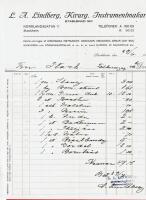 STOCKHOLM - L.A. LINDBERG KIRURG INDTRUMENTMAKARE - FAKTURA 1919