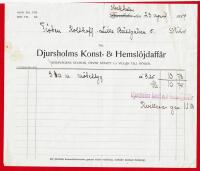 STOCKHOLM - DJURSHOLMS KONST- & HEMSJ&Ouml;JDAFF&Auml;R - R&Auml;KNING 1917