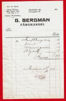 STOCKHOLM - G. BERGMAN F&Auml;RGHANDEL - R&Auml;KNING 1917