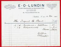 STOCKHOLM - E.O. LUNDIN TAPETSERARE & DEKORAT&Ouml;R - FAKTURA 1920