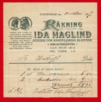 STOCKHOLM - IDA HAGLUND ATELIER F&Ouml;R KONSTGJORDA BLOMMOR - R&Auml;KNING 1914