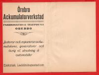 &Ouml;REBRO ACKUMULATORVERKSTAD - DISTANSPLAN &Ouml;REBRO