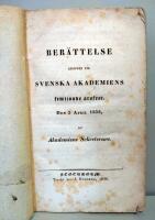 Ber&auml;ttelse afgifven vid Svenska akademiens femtionde &aring;rsfest, den 5 April 1836, af akademiens sekreterare