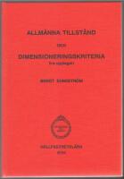 Allm&auml;nna tillst&aring;nd och dimensioneringskriteria