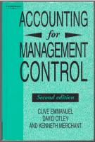Accounting for Management Control