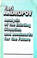 Analysis of the Existing Situation and Landmarks for the Future