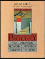 Study Guide for Atkinson, Atkinson and Hilgard's Introduction to Psychology, Eighth Edition 