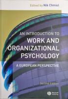 An Introduction to Work and Organizational Psychology: An European Perspect
