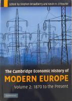 The Cambridge Economic History of Modern Europe - Volume 2: 1870 to the present 