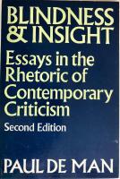 Blindness and insight - essays in the rhetoric of contemporary criticism