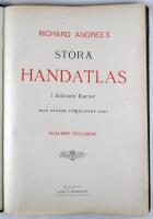 Andree's stora handatlas i &aring;ttiosex kartor med svensk f&ouml;rklarande text af Hjalmar Gullberg