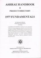 ASHRAE HANDBOOK & product directory 1977 Fundmentals