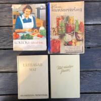 mat- och husmorsb&ouml;cker (1940/50-tal) &ndash;  retro-paket: 4 st klassiska 