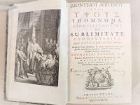 Dionysii Longini De sublimitate Commentarius, quem Nova Versione donavit, Perpetuis Notis illustravit & partim Manuscriptorum ope, partim conjectur , emendavit (additis etiam omnibus ejusdem Auctoris Fragmentis) Zacharias Pearce, A. M. Regiae Majestati &agrave; Sacris Domesticis, etc. Editio Tertia Accessit Fr. Porti Cretensis in Longinum Commentarius integer, nunc primum editus