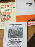 Geller&aring;sbanan Karlskoga Program Kanonloppet 1968; Velodromloppet 1963 TT SM f&ouml;r bilar och motorcyklar; Geller&aring;sbanan Road Racing EM 1984, Tre program 