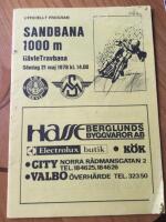 Sandbana 1000 m G&auml;vle Travbana S&ouml;ndagen den 21 maj 1978 kl 14.00.  Motorcyklar och sidvagnar