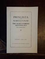 Prislista &ouml;ver kakelugnar av &Aring;bo kakelfabriks aktiebolags tillverkning