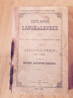 Gotlands l&auml;nskalender 1895. "J&auml;mte karta &ouml;fver Gotland och plankarta &ouml;fver Visby samt adresskalender f&ouml;r Visby". 