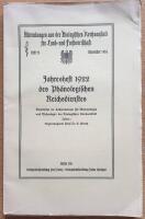 Jahresheft 1922 des Ph&auml;nologischen Reichsdienstes. Bearbeitet im Laboratorium f&uuml;r Meteorologie und Ph&auml;nologie der Biologischen Reichsanstalt.