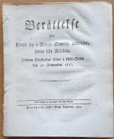 Ber&auml;ttelse Om Hwad sig i Rikets Styrelse tilldragit, sedan sista Riksdag. Gifwen Stockholms Slott &aring; Riks-Salen den 27 Nowember 1817.