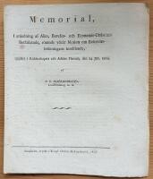 Memorial, I anledning af Allm. Besv&auml;rs- och Economie-Utskottets Bet&auml;nkande, r&ouml;rande v&auml;ckt Motion om Br&auml;nvinsbr&auml;nningens inst&auml;llande, uppl&auml;st i Ridderskapets och Adelns Plenum, den 24 Jan. 1818.