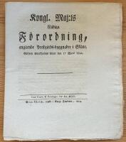 - Kongl. Maj:ts N&aring;diga F&ouml;rordning, ang&aring;ende Prestg&aring;rds-byggnader i Sk&aring;ne. Gifwen Stockholms Slott den 17 Mars 1824.